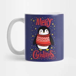 Merry Christmas a cute penguin illustration Mug